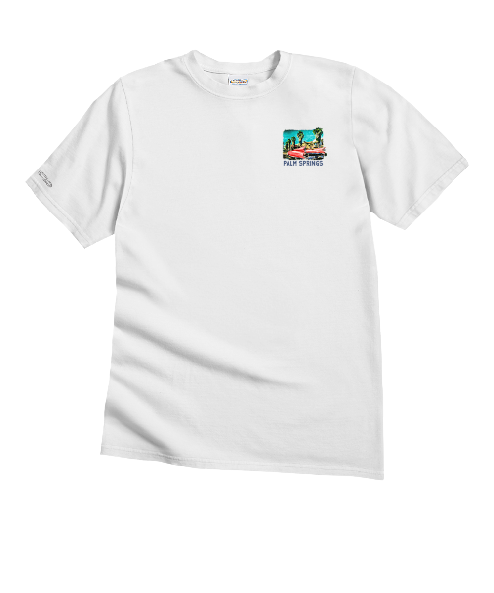 Retro Palm Canyon Drive - White Short Sleeve Crewneck T-Shirt