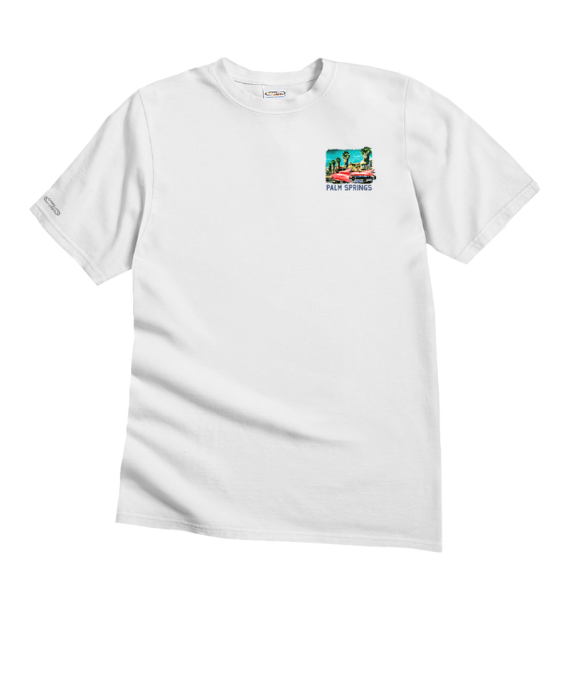 Retro Palm Canyon Drive - White Short Sleeve Crewneck T-Shirt