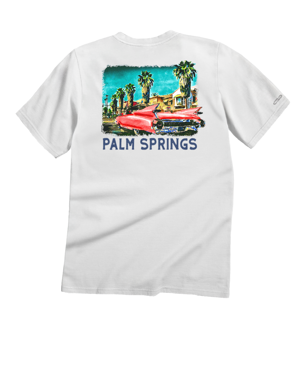Retro Palm Canyon Drive - White Short Sleeve Crewneck T-Shirt