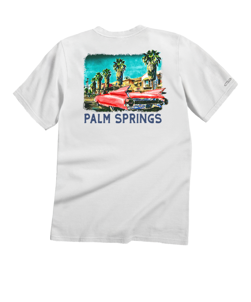 Retro Palm Canyon Drive - White Short Sleeve Crewneck T-Shirt