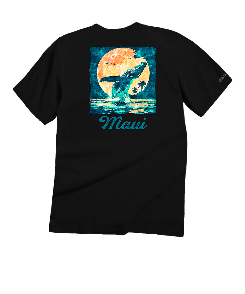 Moonlight Whale - Black Short Sleeve Crewneck T-Shirt