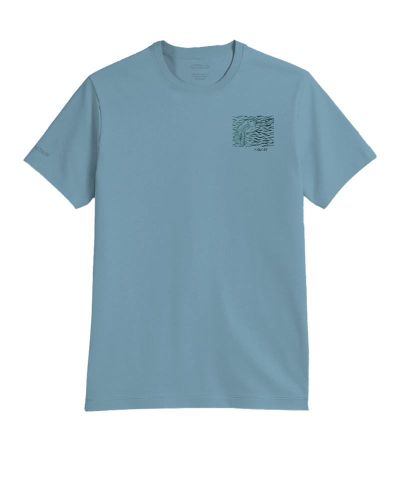 Woodcut Turtles - Cool Blue Short Sleeve Pima T-Shirt