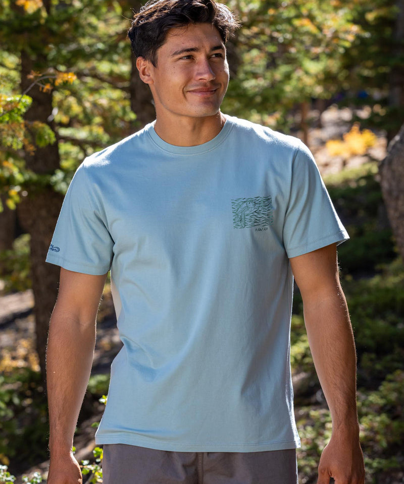 Woodcut Turtles - Cool Blue Short Sleeve Pima T-Shirt