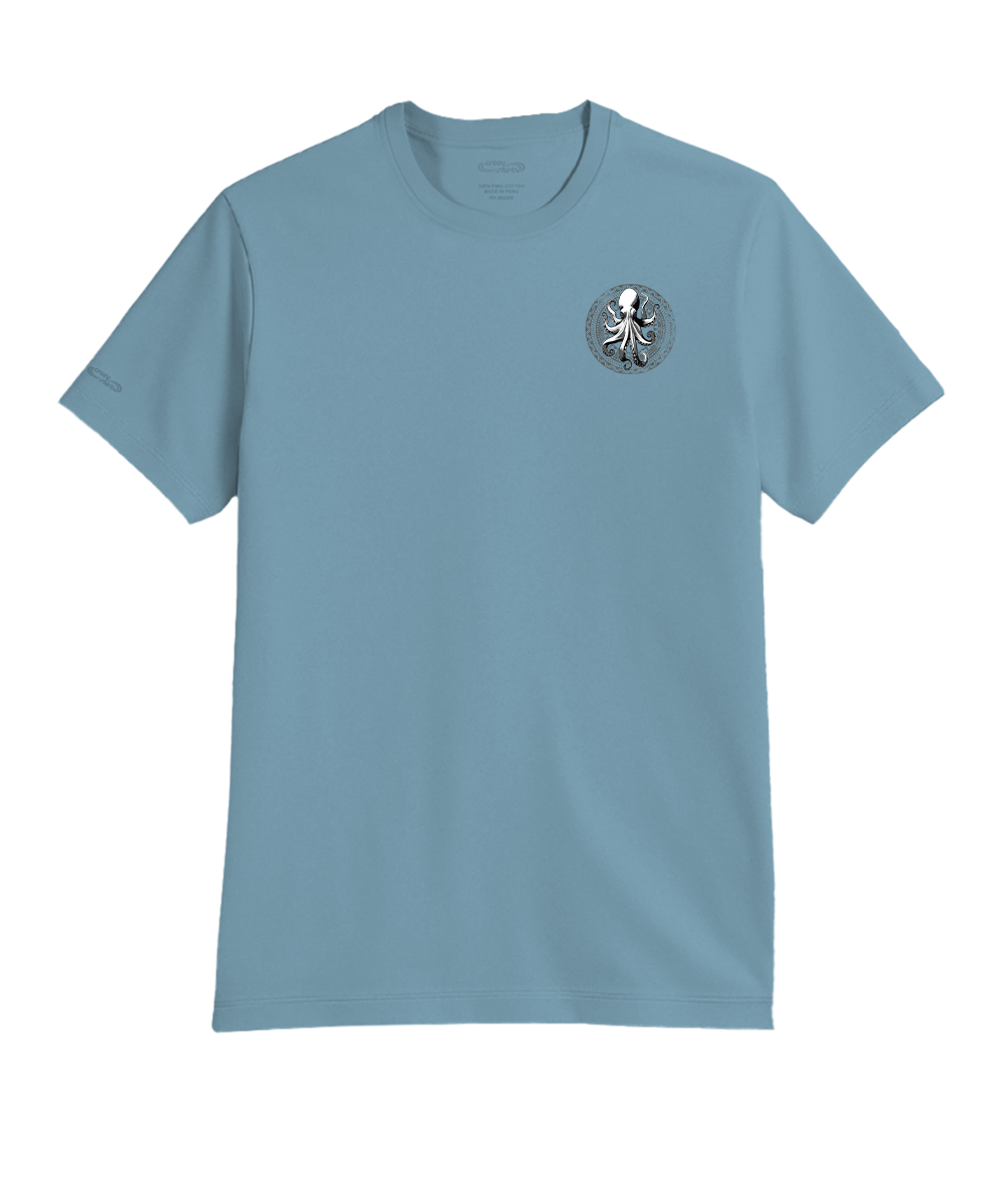 Octopus Tribal Circle - Cool Blue Short Sleeve Pima T-Shirt