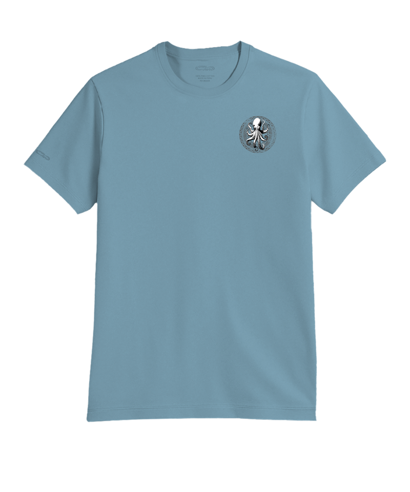 Octopus Tribal Circle - Cool Blue Short Sleeve Pima T-Shirt