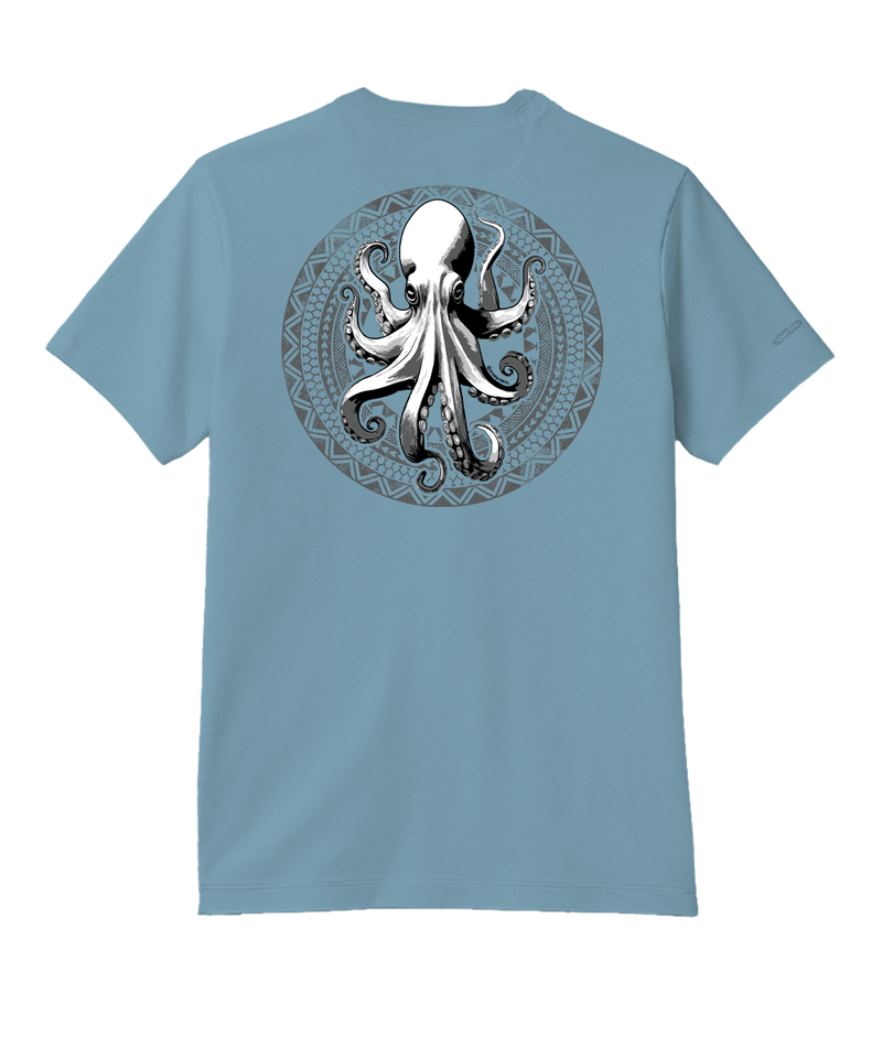 Octopus Tribal Circle - Cool Blue Short Sleeve Pima T-Shirt