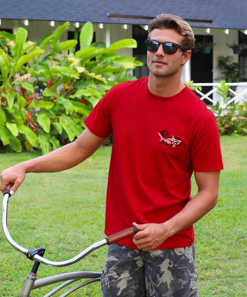 Mano A Mano Ekahi Vertical - Rugby Red Short Sleeve Pima T-Shirt