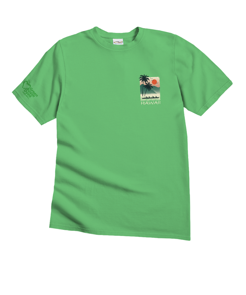 Hawaiian Ukiyo Scenic - Green Apple Dyed Short Sleeve Crewneck T-Shirt