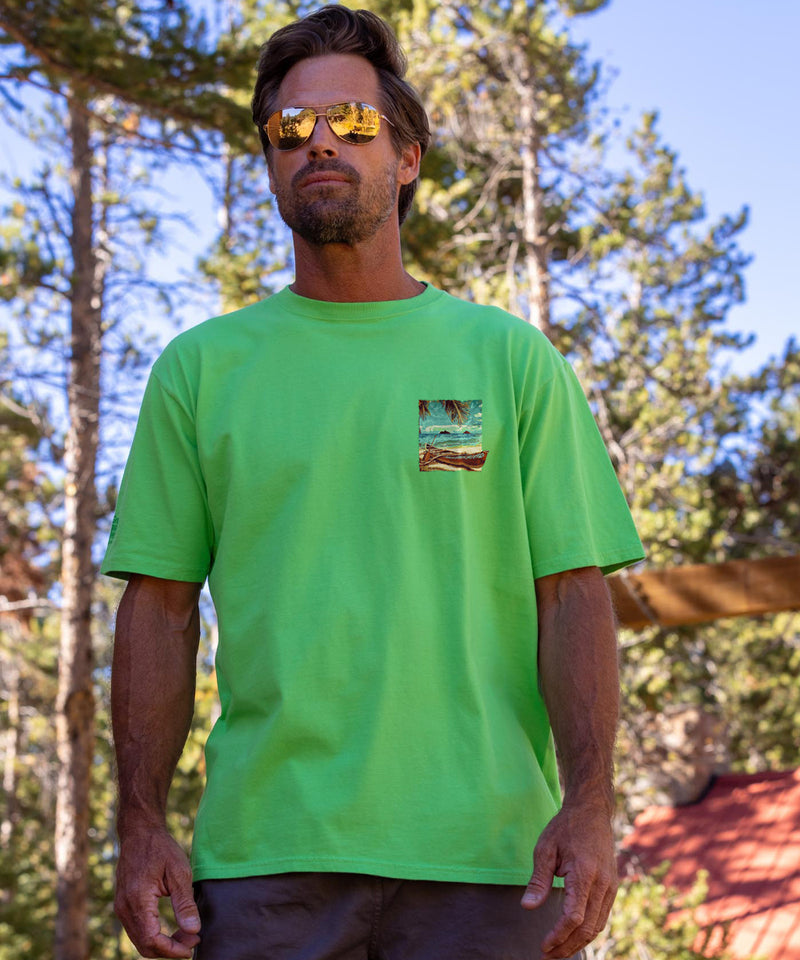 Retro Lanikai - Green Apple Dyed Short Sleeve Crewneck T-Shirt