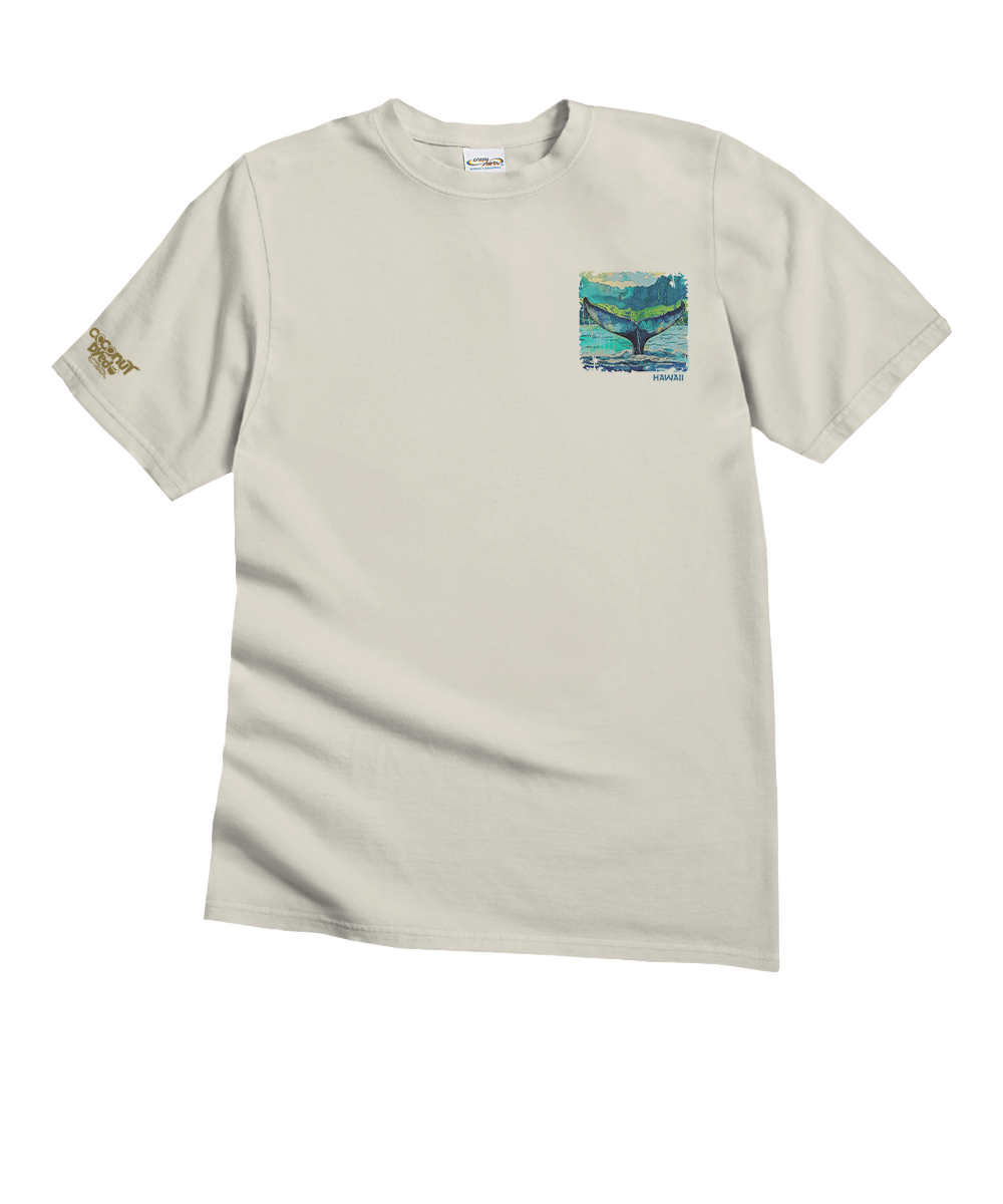 Whale Tail Watercolor - Coconut Dyed Short Sleeve Crewneck T-Shirt