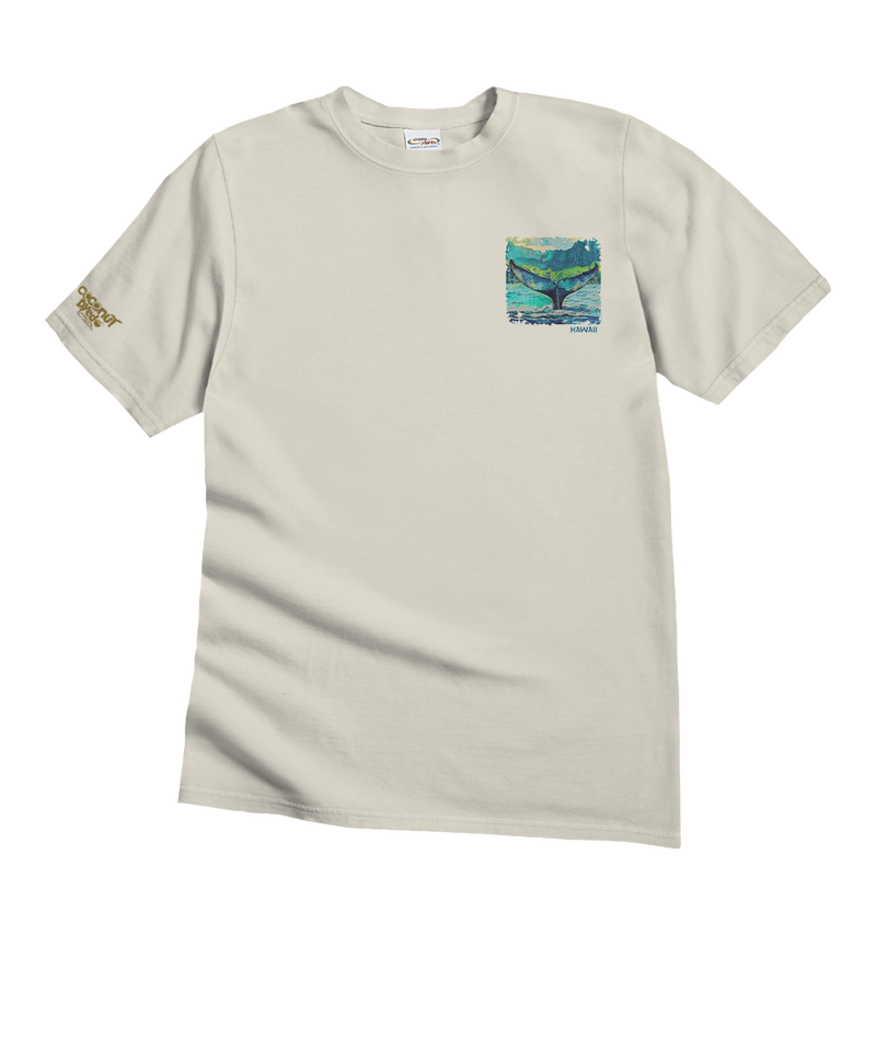 Whale Tail Watercolor - Coconut Dyed Short Sleeve Crewneck T-Shirt