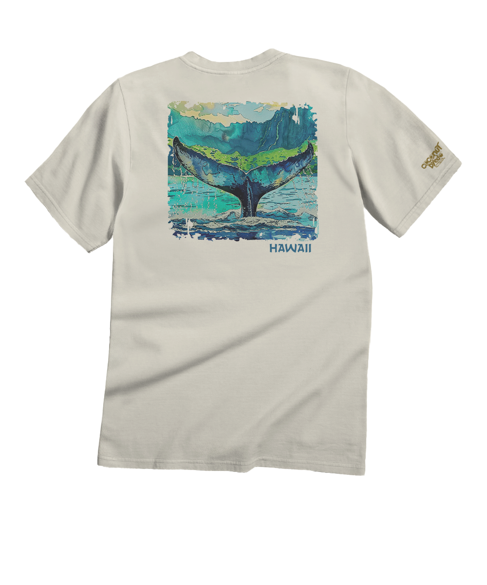 Whale Tail Watercolor - Coconut Dyed Short Sleeve Crewneck T-Shirt