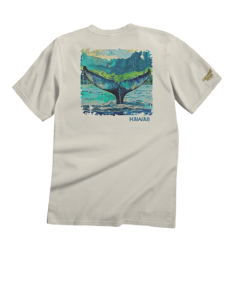 Whale Tail Watercolor - Coconut Dyed Short Sleeve Crewneck T-Shirt