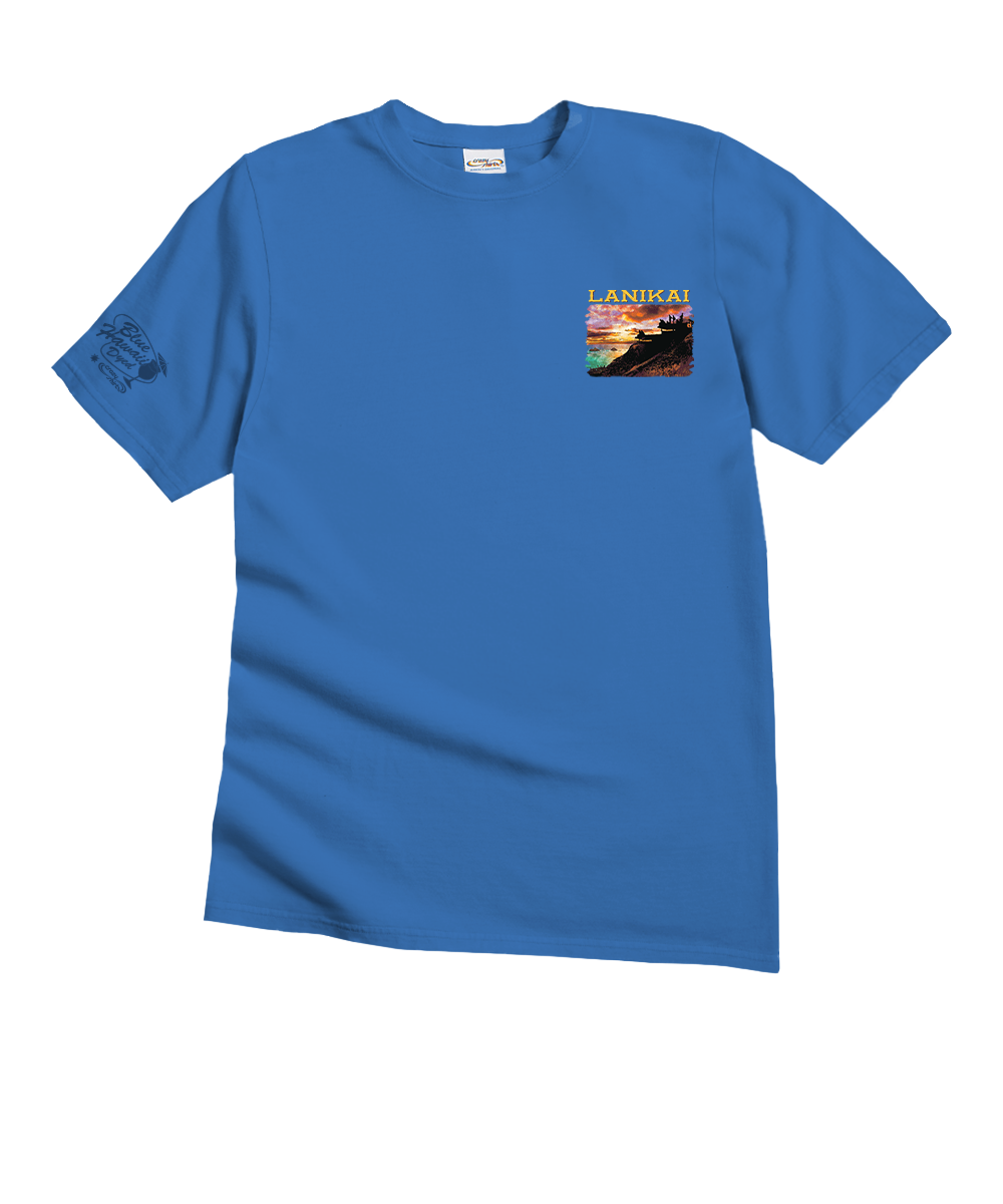 Lanikai Scenic View - Blue Hawaii Dyed Short Sleeve Crewneck T-Shirt