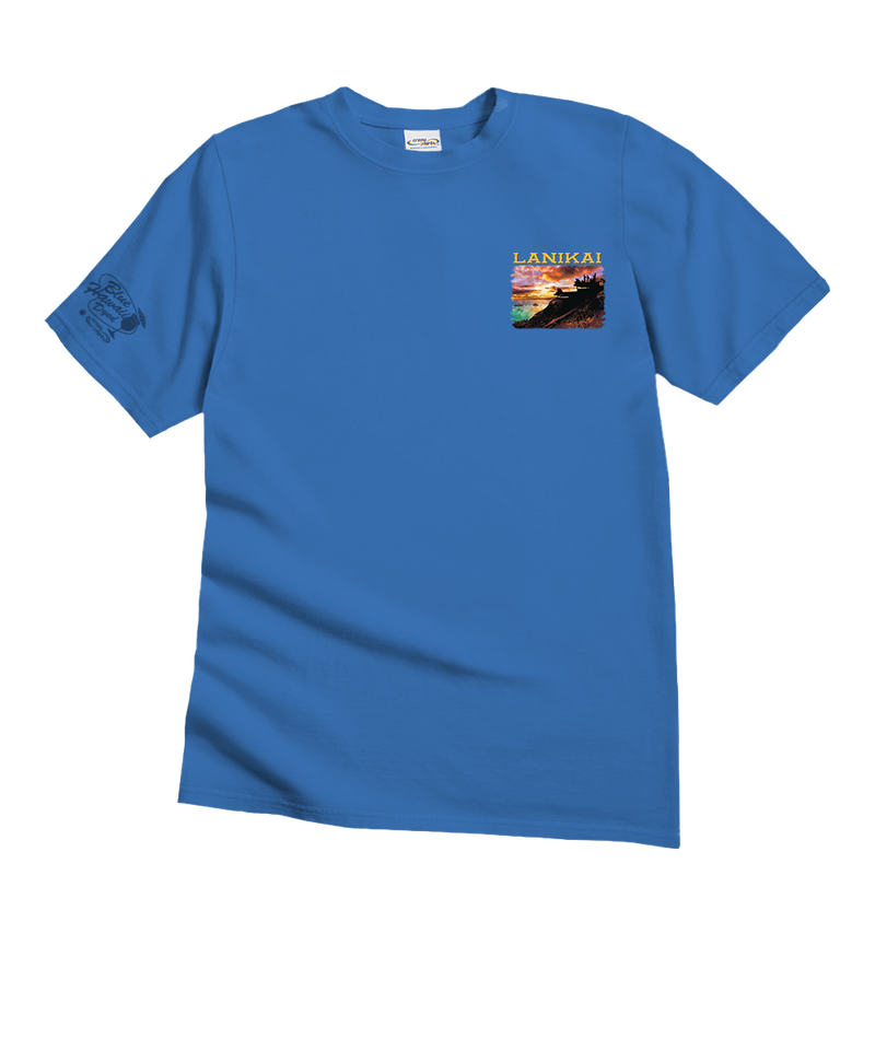 Lanikai Scenic View - Blue Hawaii Dyed Short Sleeve Crewneck T-Shirt