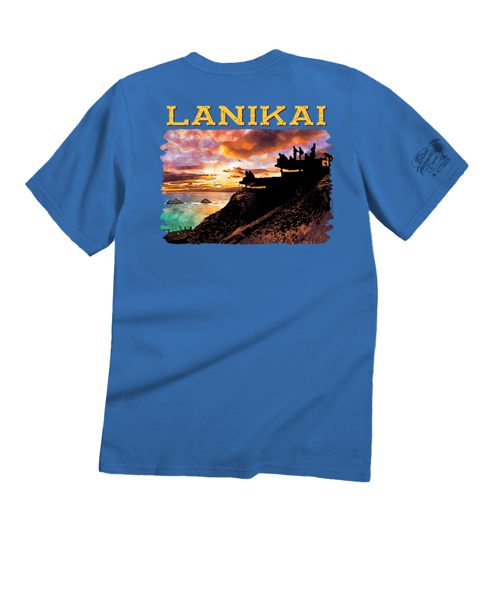 Lanikai Scenic View - Blue Hawaii Dyed Short Sleeve Crewneck T-Shirt