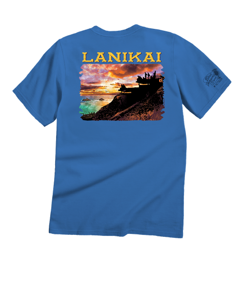 Lanikai Scenic View - Blue Hawaii Dyed Short Sleeve Crewneck T-Shirt