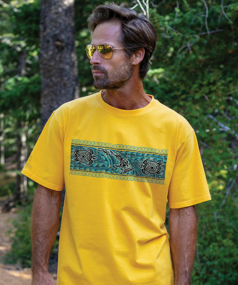 Tribal Mano Honu Band - Pineapple Dyed Short Sleeve Crewneck T-Shirt