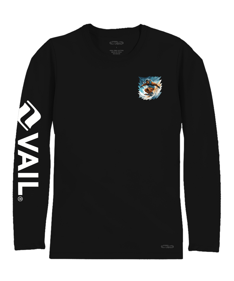 Vail Resort Shredding Powder - Jet Black Long Sleeve Pima T-Shirt