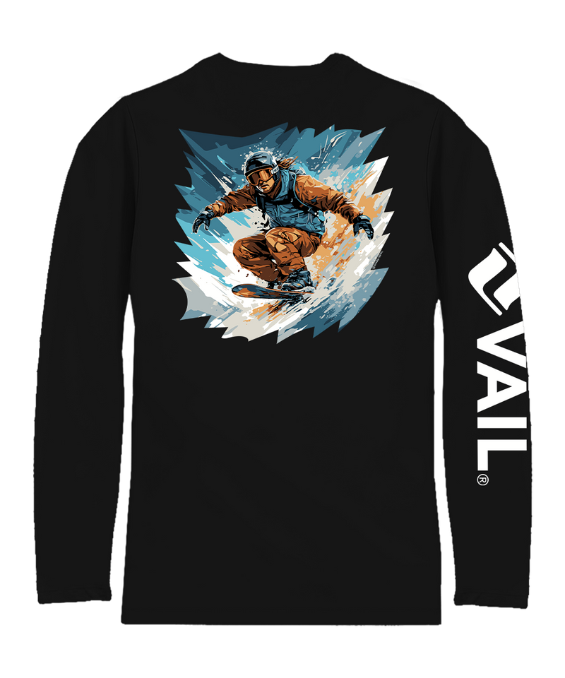 Vail Resort Shredding Powder - Jet Black Long Sleeve Pima T-Shirt