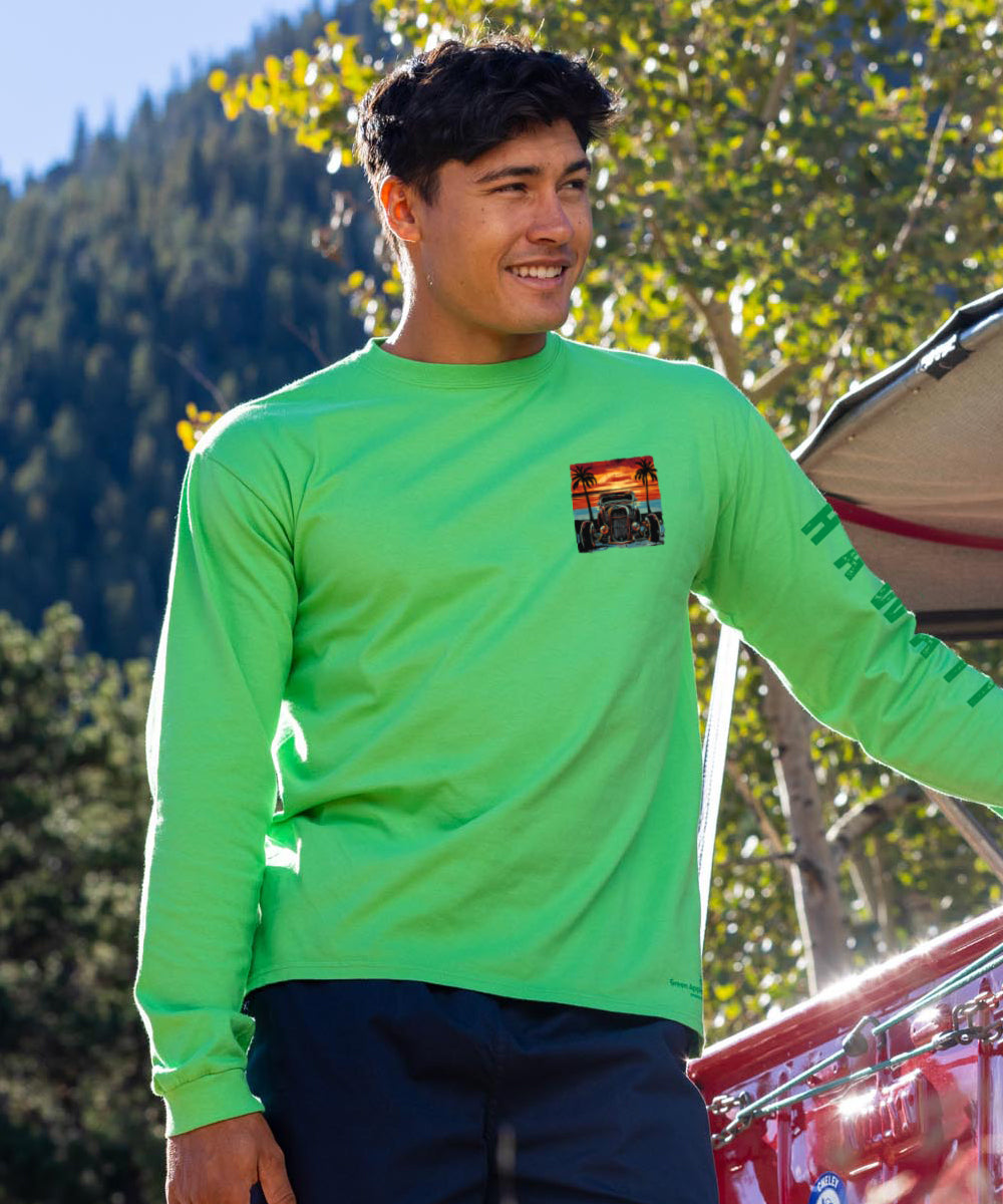 Island Hot Rod - Green Apple Dyed Long Sleeve Crewneck T-Shirt