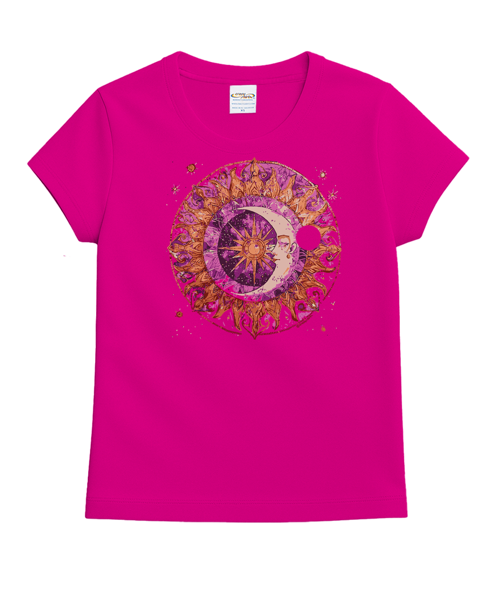 Celestial Sun And Moon Berry - Berry Short Sleeve Crewneck T-Shirt