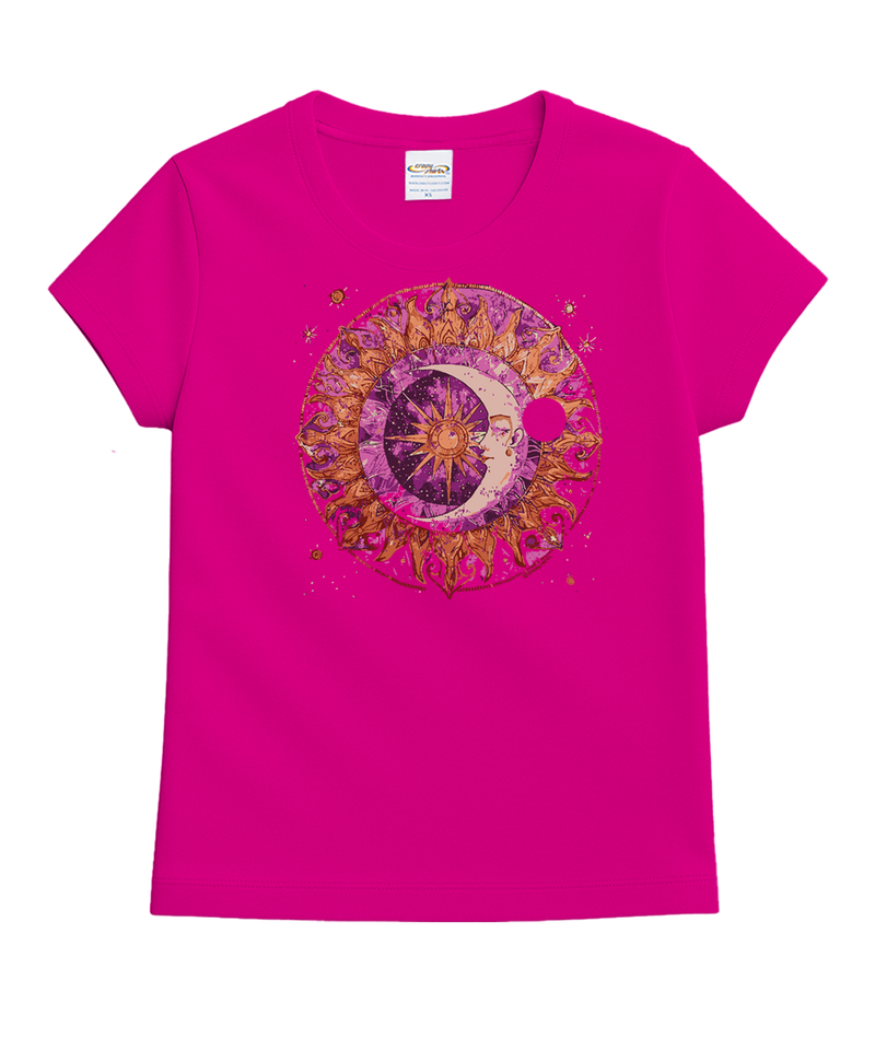 Celestial Sun And Moon Berry - Berry Short Sleeve Crewneck T-Shirt