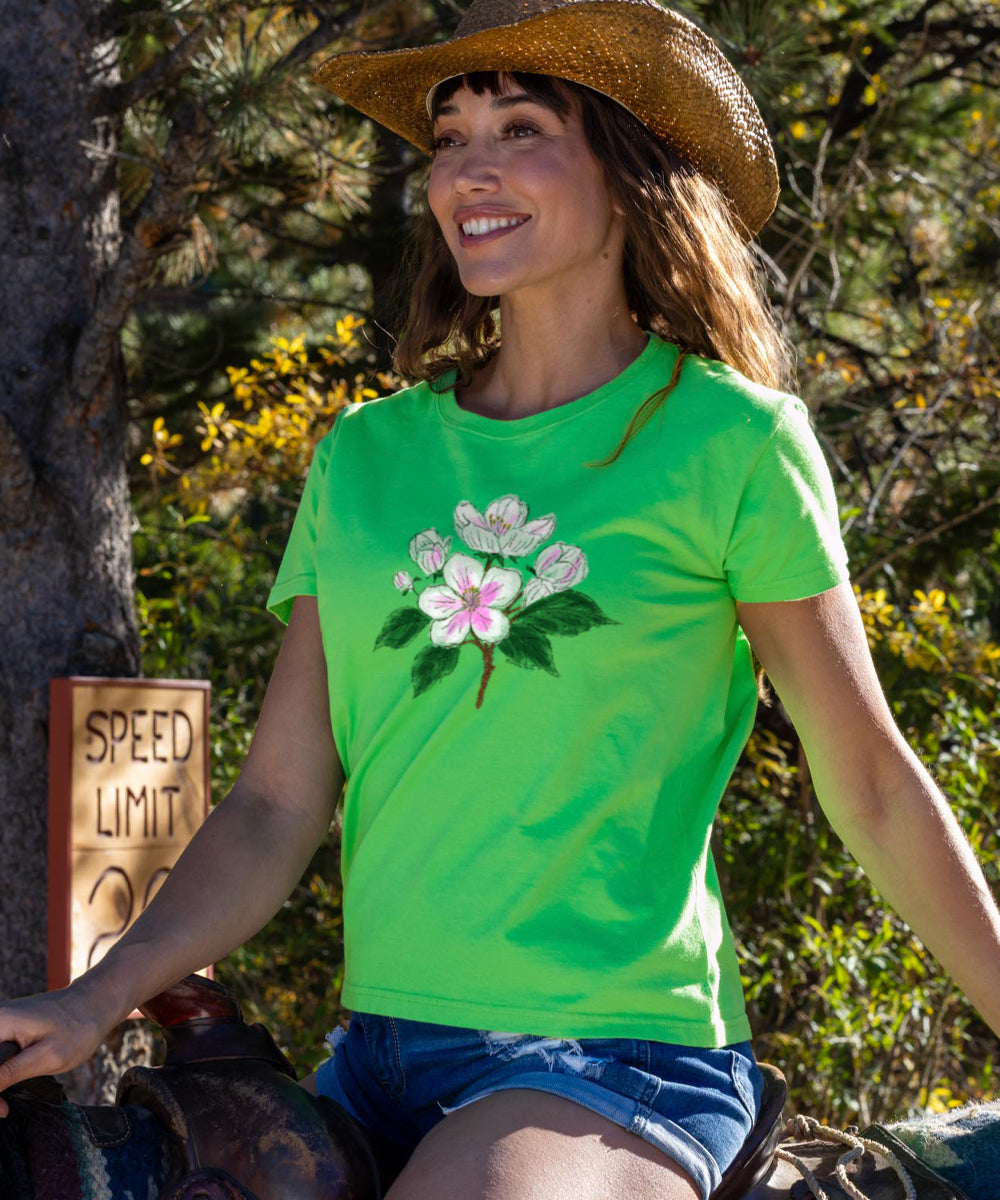 Apple Blossoms - Green Apple Dyed Short Sleeve Crewneck T-Shirt