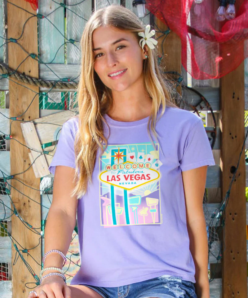 Mod Vegas Sign - Lavender Dyed Short Sleeve Crewneck T-Shirt