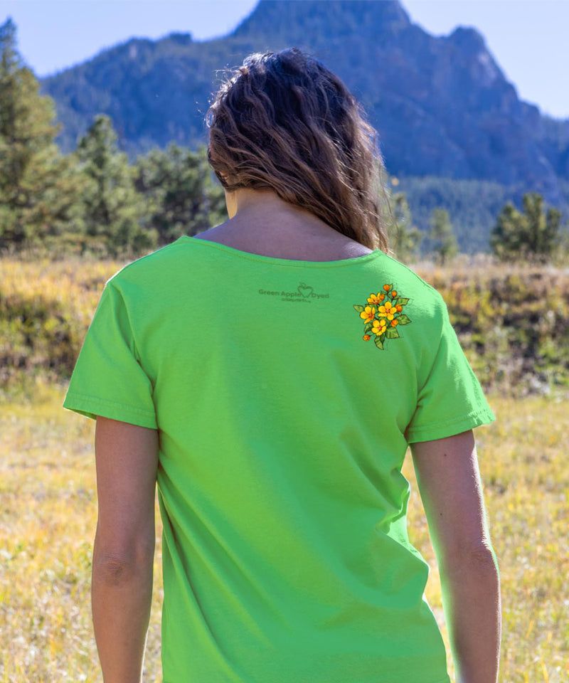 Ilima Blossoms - Green Apple Dyed Short Sleeve Scoop Neck T-Shirt