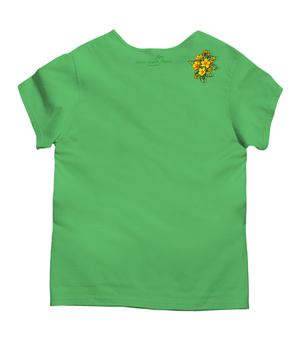 Ilima Blossoms - Green Apple Dyed Short Sleeve Scoop Neck T-Shirt