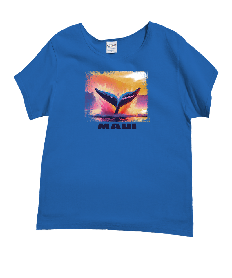 Sun Splash Tail - Blue Hawaii Dyed Short Sleeve Scoop Neck T-Shirt
