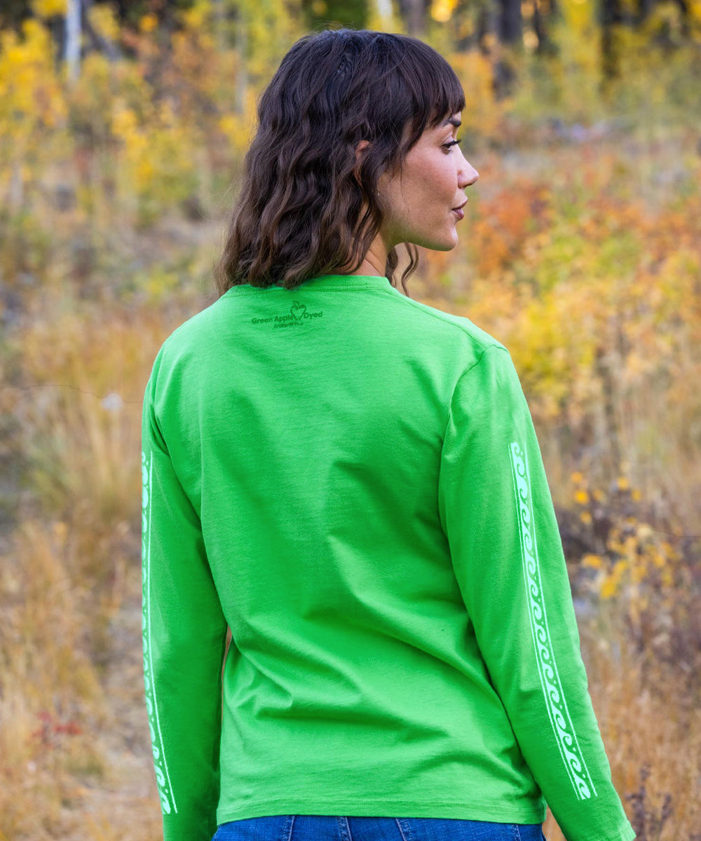 Humu Flowers - Green Apple Dyed Long Sleeve Crewneck T-Shirt