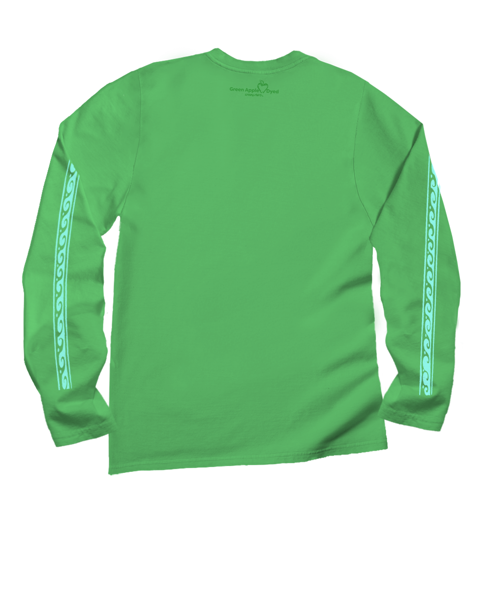 Humu Flowers - Green Apple Dyed Long Sleeve Crewneck T-Shirt