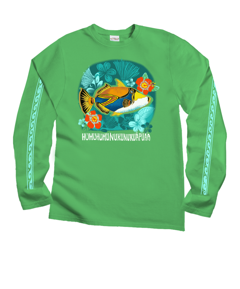 Humu Flowers - Green Apple Dyed Long Sleeve Crewneck T-Shirt
