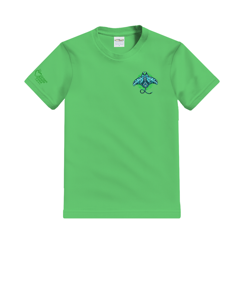 Tribal Blue Manta - Green Apple Dyed Short Sleeve Crewneck T-Shirt