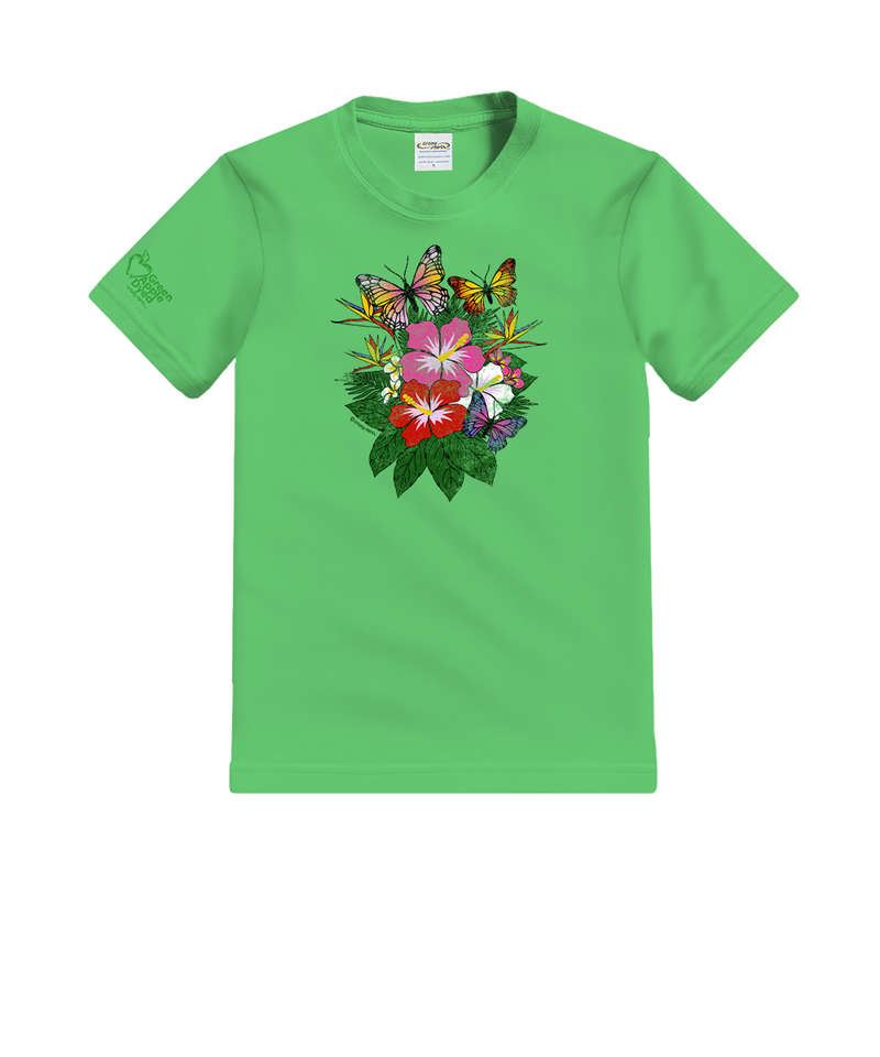 Butterfly Bouquet - Green Apple Dyed Short Sleeve Crewneck T-Shirt