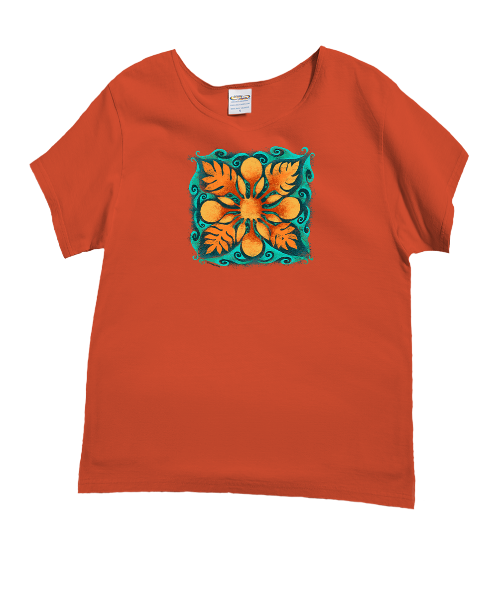 Ulu Quilt - Paprika Short Sleeve Scoop Neck T-Shirt