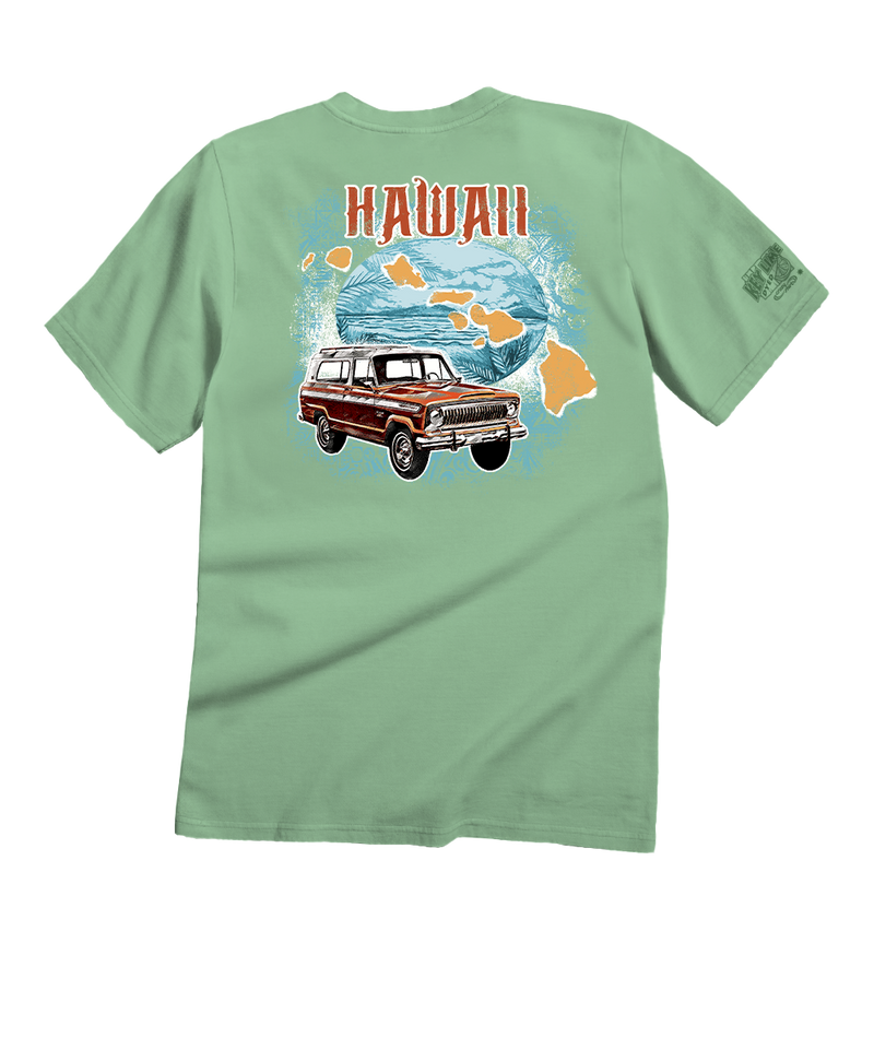 Jeep Hawaiian Islands - Key Lime Dyed Short Sleeve Crewneck T-Shirt