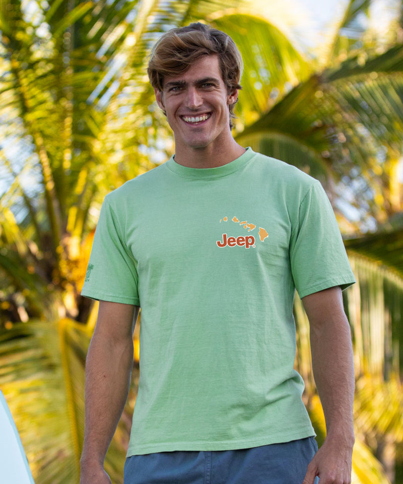 Jeep Hawaiian Islands - Key Lime Dyed Short Sleeve Crewneck T-Shirt