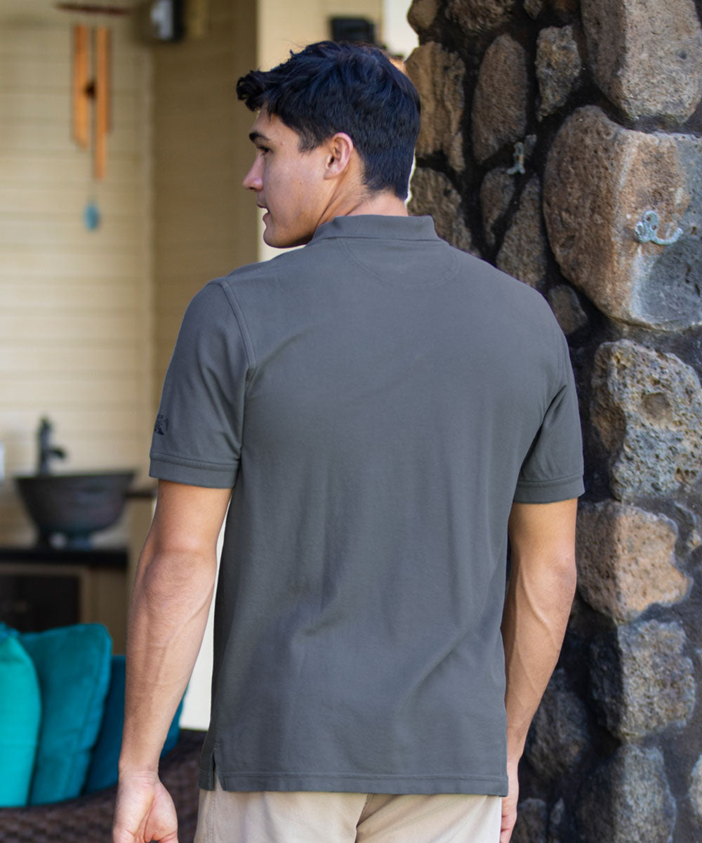 Sketchy Palm - Crater Dyed® Short Sleeve Oceanfront Polo Shirt