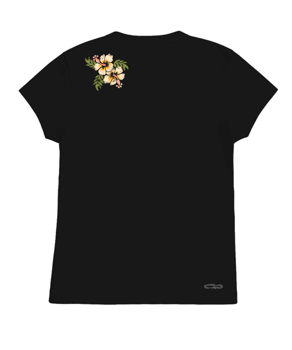 Banded Hibiscus - Black Short Sleeve Crewneck T-Shirt