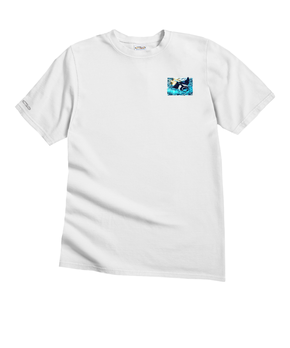 Manta Watercolor - White Short Sleeve Crewneck T-Shirt
