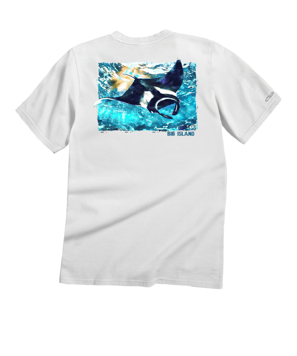 Manta Watercolor - White Short Sleeve Crewneck T-Shirt