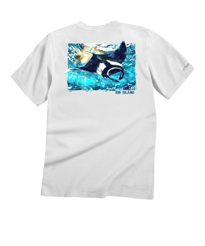 Manta Watercolor - White Short Sleeve Crewneck T-Shirt