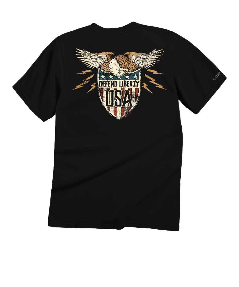 Shield Of Liberty - Black Short Sleeve Crewneck T-Shirt