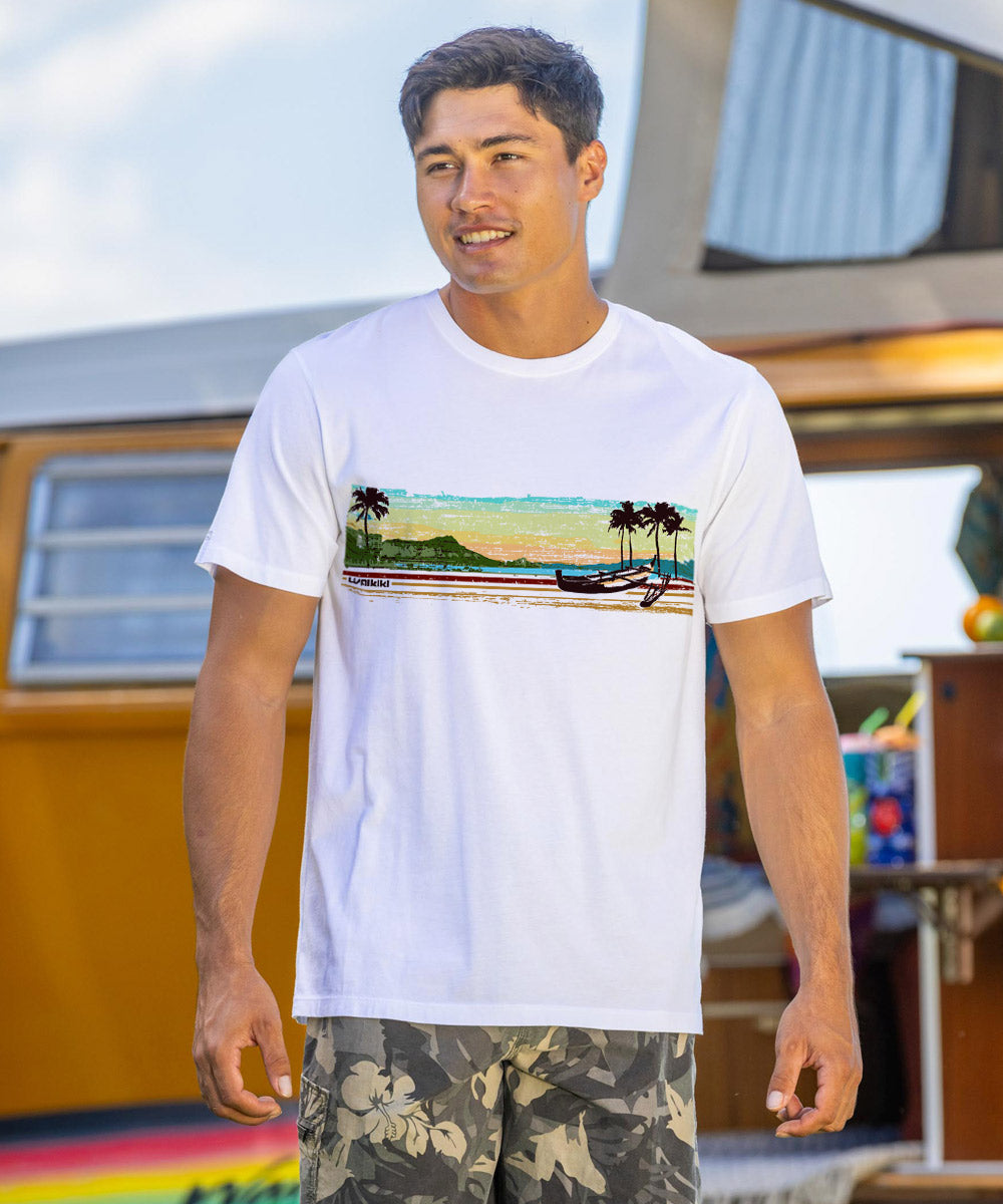 Waikiki Beach Band - White Short Sleeve Pima T-Shirt