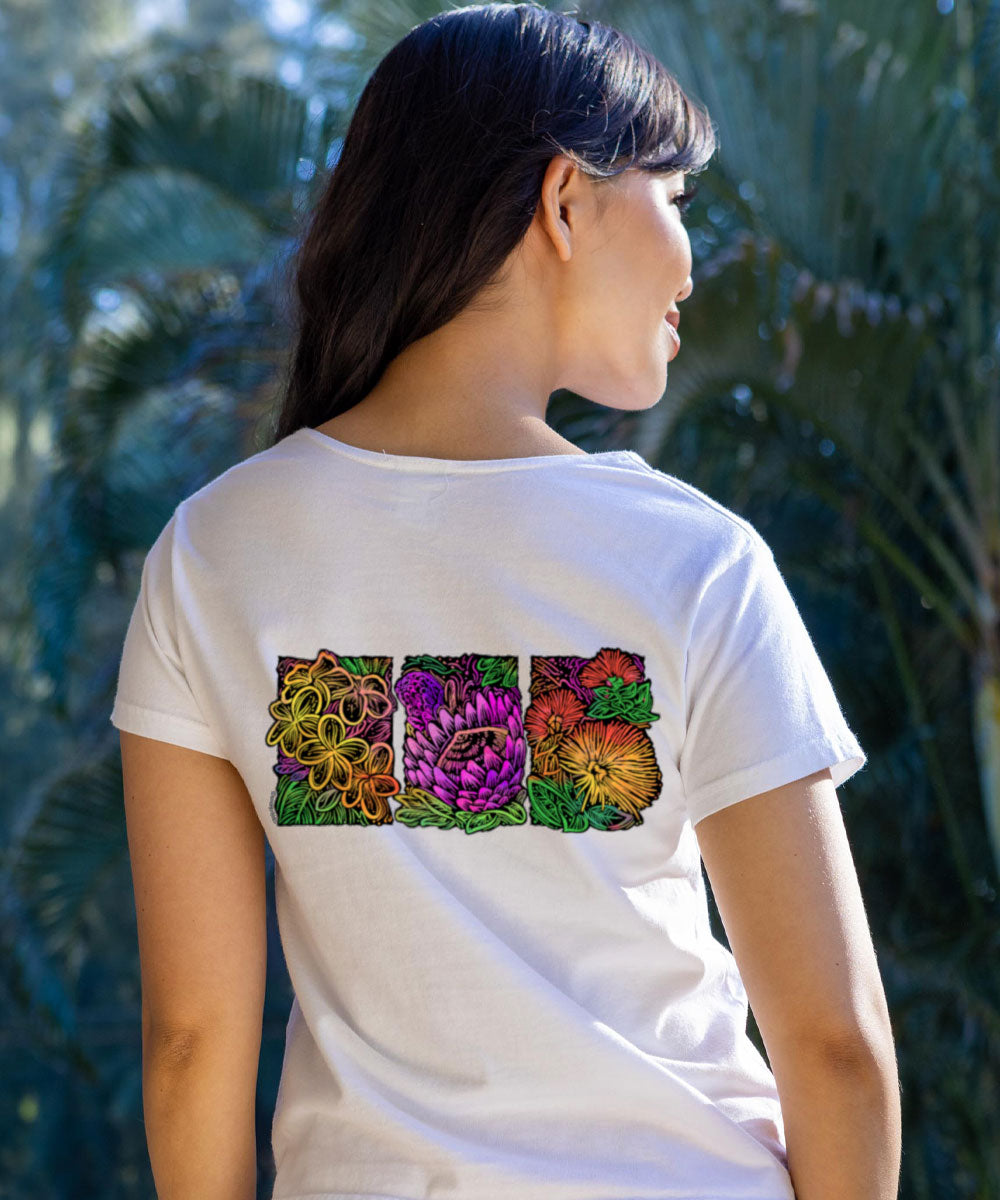 Na Pua Hawaii - White Short Sleeve Scoop Neck T-Shirt