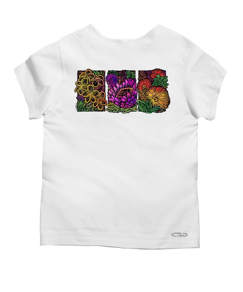 Na Pua Hawaii - White Short Sleeve Scoop Neck T-Shirt
