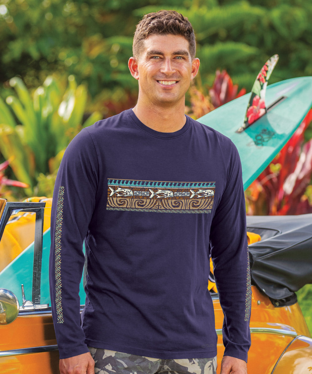Tribal Ulua Band - Indigo Long Sleeve Pima T-Shirt